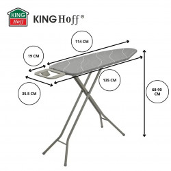Маса за гладене Kinghoff KH 1939, 114x35.5 см, 7 позиции за регулиране, Поставка за ютия, Сив