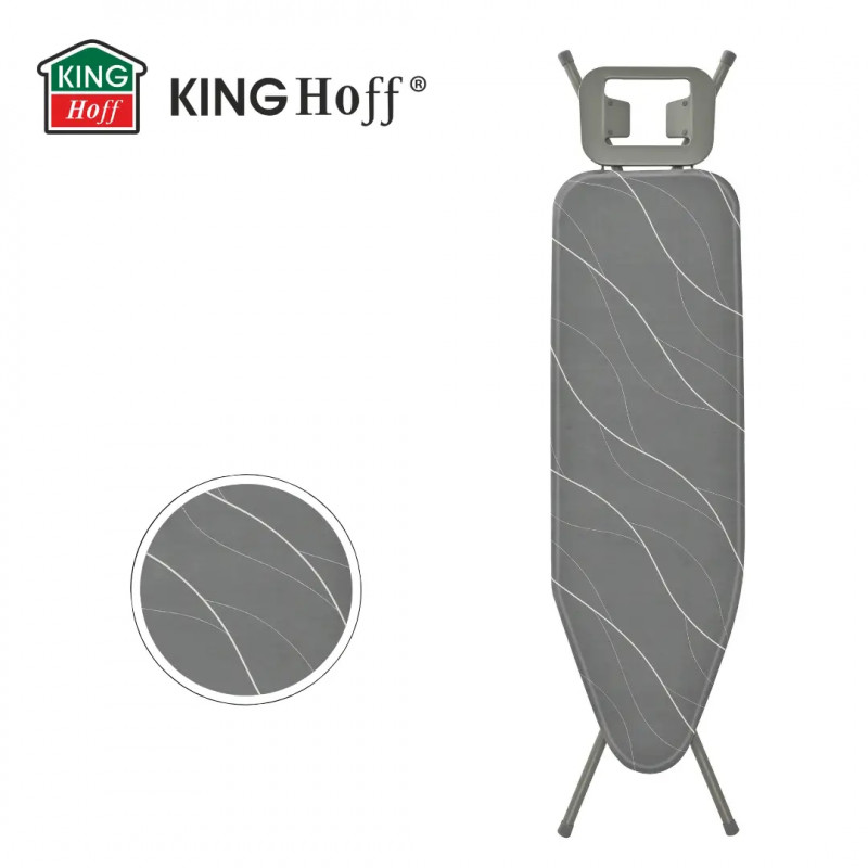 Маса за гладене Kinghoff KH 1939, 114x35.5 см, 7 позиции за регулиране, Поставка за ютия, Сив