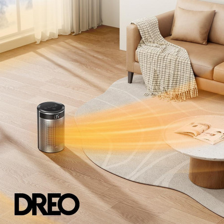 Вентилаторна печка DREO Atom 416, 1500 W, До 20 м2, 5 режима, HeatShield360, Таймер, Сив/Черен