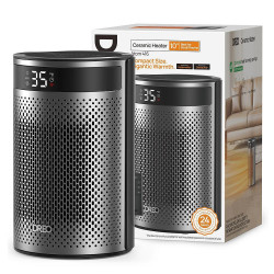 Вентилаторна печка DREO Atom 416, 1500 W, До 20 м2, 5 режима, HeatShield360, Таймер, Сив/Черен