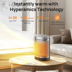 Вентилаторна печка DREO Atom 318, 1500 W, До 20 м2, 5 режима, HeatShield360, Таймер, Сив/Черен