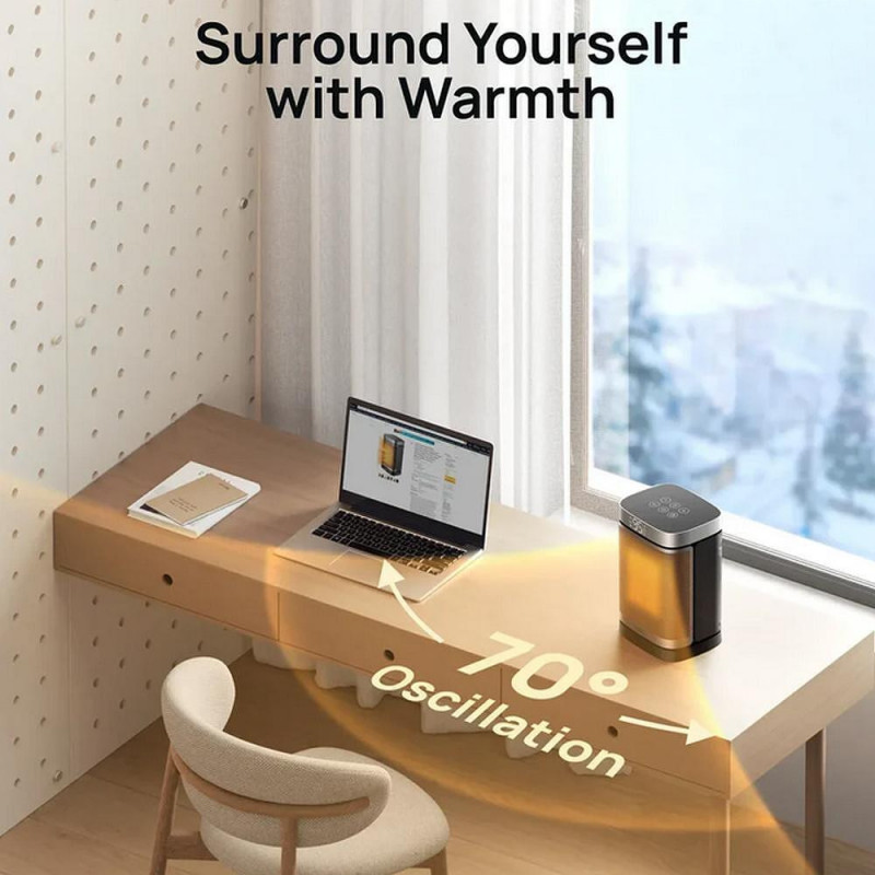 Вентилаторна печка DREO Atom 318, 1500 W, До 20 м2, 5 режима, HeatShield360, Таймер, Сив/Черен