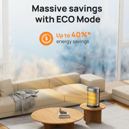 Вентилаторна печка DREO Atom 318, 1500 W, До 20 м2, 5 режима, HeatShield360, Таймер, Сив/Черен