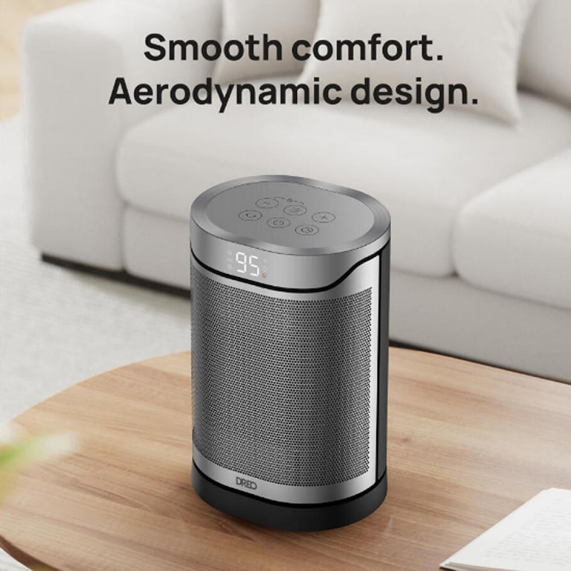 Вентилаторна печка DREO Atom 318, 1500 W, До 20 м2, 5 режима, HeatShield360, Таймер, Сив/Черен