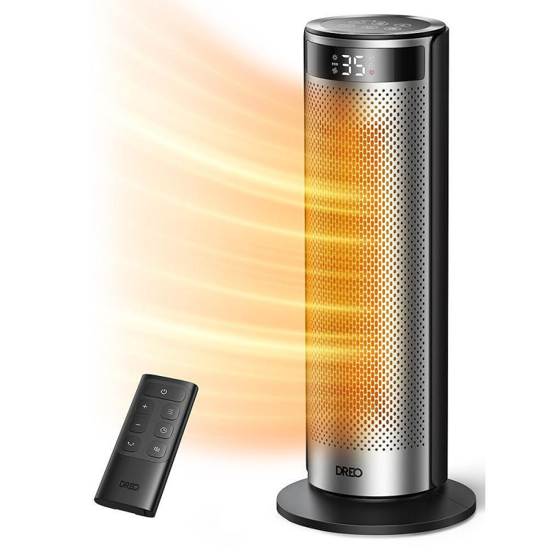 Вентилаторна печка DREO Solaris 628, 2000W, До 25 м2, 5 режима, 5-35C, HeatShield360, Таймер, Черен/Сив