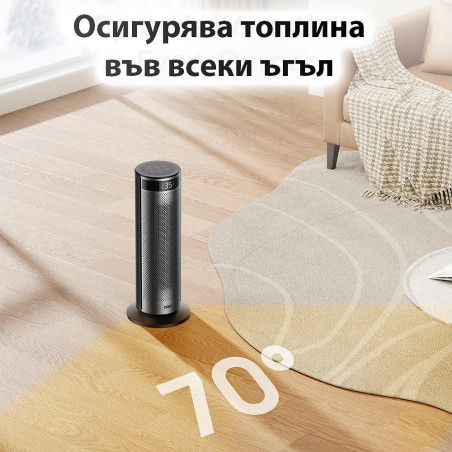 Вентилаторна печка DREO Solaris 628, 2000W, До 25 м2, 5 режима, 5-35C, HeatShield360, Таймер, Черен/Сив