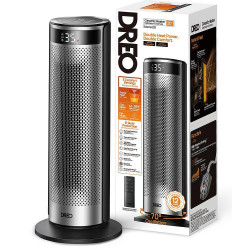 Вентилаторна печка DREO Solaris 628, 2000W, До 25 м2, 5 режима, 5-35C, HeatShield360, Таймер, Черен/Сив