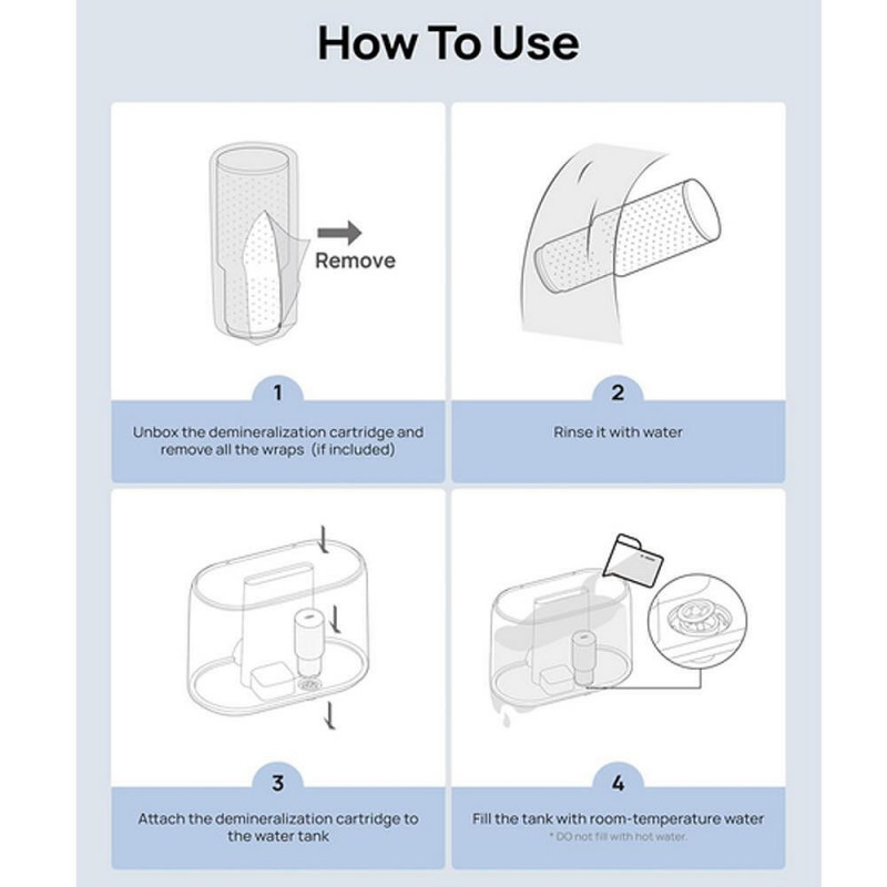 Деминерализиращи касети за овлажнител DREO 813S, 3 бр, Йонообменна деминерализация, Против калциеви и магнезиеви йони, Подобряване на pH, Бял