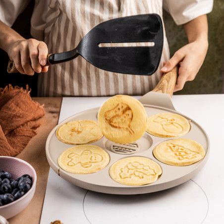 Тиган за палачинки Klausberg KB 7970, 26.5 см, 7 отделения, Незалепващо покритие, Индукция, Бежов