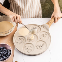 Тиган за палачинки Klausberg KB 7970, 26.5 см, 7 отделения, Незалепващо покритие, Индукция, Бежов