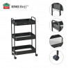 Подвижна етажерка Kinghoff KH 1941, 3 нива, 4 колелца въртящи се на 360 градуса, Черен