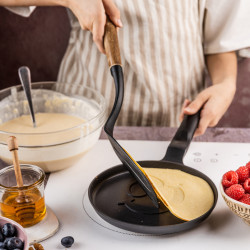 Тиган за палачинки Klausberg KB 7971, 18 см, Релефно дъно с усмивка, Незалепващо покритие, Без PFOA, Индукция, Черен