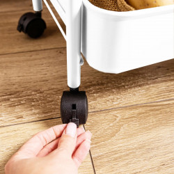 Подвижна етажерка Kinghoff KH 1942, 3 нива, 4 колелца въртящи се на 360 градуса, Бял