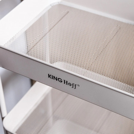 Подвижна етажерка Kinghoff KH 1943, 3 нива, 4 колелца въртящи се на 360 градуса, Бежов