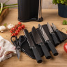 Комплект ножове Klausberg KB 7977, 8 части, Неръждаема стомана, Стойка, Държач за кухненска хартия, Черен