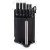 Комплект ножове Klausberg KB 7977, 8 части, Неръждаема стомана, Стойка, Държач за кухненска хартия, Черен