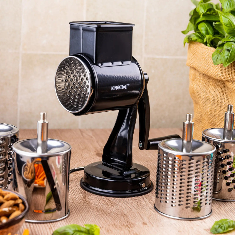 Ръчно ренде с 5 сменяеми приставки Kinghoff KH 1951, Неръждаема стомана, Черен