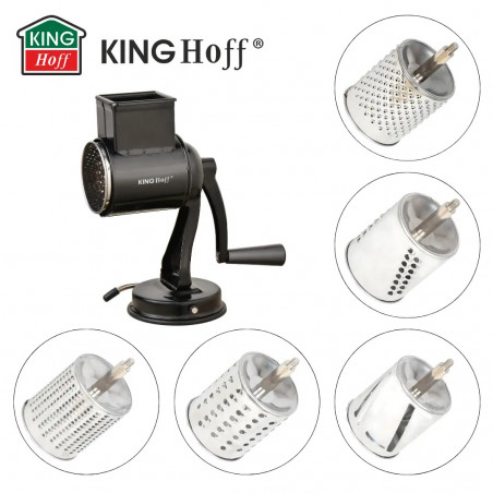Ръчно ренде с 5 сменяеми приставки Kinghoff KH 1951, Неръждаема стомана, Черен