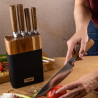 Комплект ножове Klausberg KB 7981, 6 части, Неръждаема стомана, Стойка, Кафяв/графит
