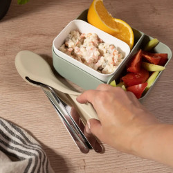 Комплект 3 бр прибори за хранене Kinghoff KH 1954, Силиконов калъф за съхранение, Неръждаема стомана, Сребрист