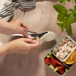 Комплект 3 бр прибори за хранене Kinghoff KH 1954, Силиконов калъф за съхранение, Неръждаема стомана, Сребрист