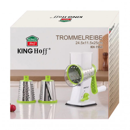 Ръчно ренде с 3 сменяеми приставки Kinghoff KH 1960, Неръждаема стомана, Бял/Зелен
