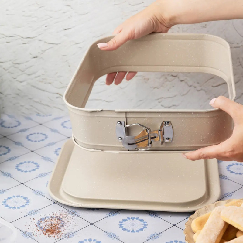 Форма за печене с падащо дъно Kinghoff KH 1977, 27.5 см, Мраморно покритие, Бежов