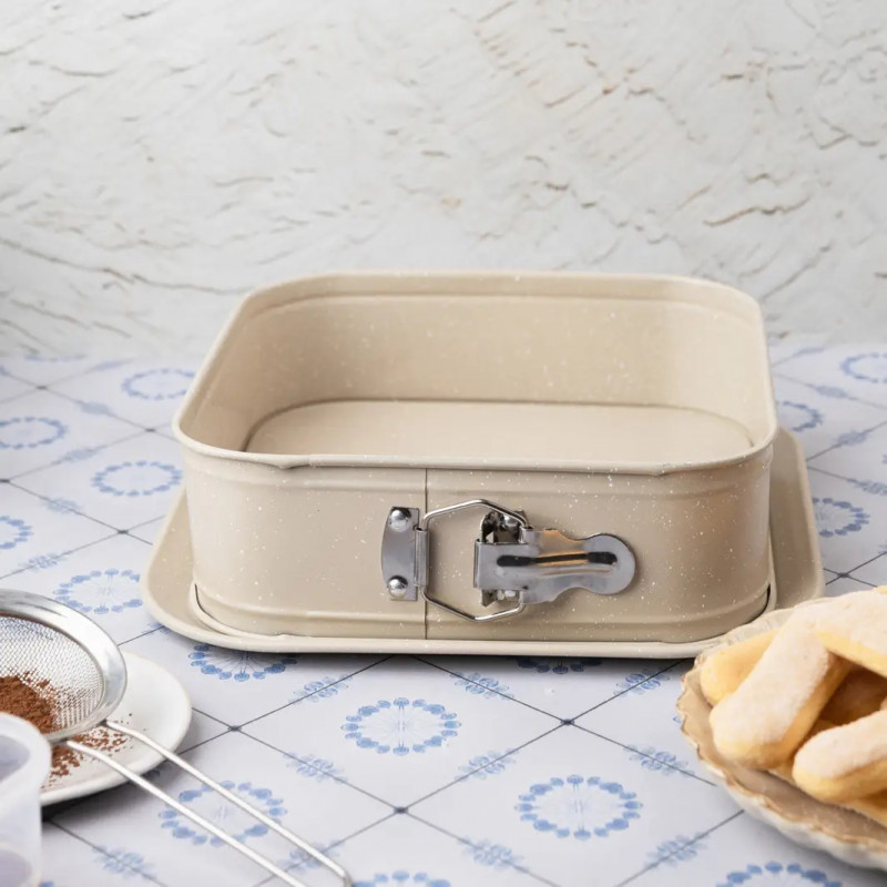 Форма за печене с падащо дъно Kinghoff KH 1977, 27.5 см, Мраморно покритие, Бежов