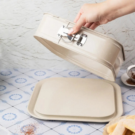 Форма за печене с падащо дъно Kinghoff KH 1977, 27.5 см, Мраморно покритие, Бежов