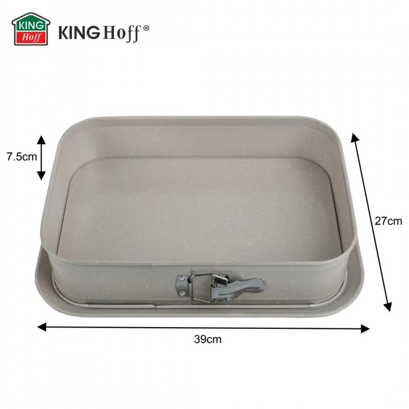 Форма за печене с падащо дъно Kinghoff KH 1978, 39x29x7.5 см, Мраморно покритие, Бежов