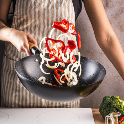 Уок тиган Kinghoff KH 1983, 30 см, Мраморно покритие, Индукция, Черен