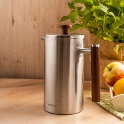 Френска преса за кафе/чай Kinghoff KH 1995, 1 л, Неръждаема стомана, Двойни стени, Инокс