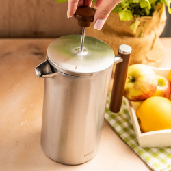 Френска преса за кафе/чай Kinghoff KH 1995, 1 л, Неръждаема стомана, Двойни стени, Инокс