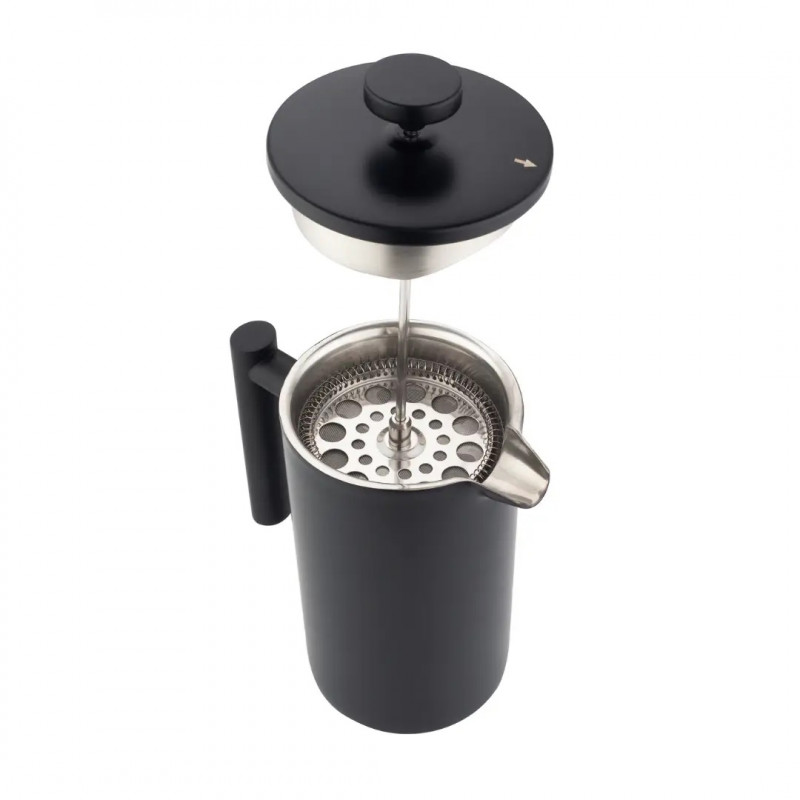 Френска преса за кафе/чай Kinghoff KH 1996, 1 л, Неръждаема стомана, Двойни стени, Черен