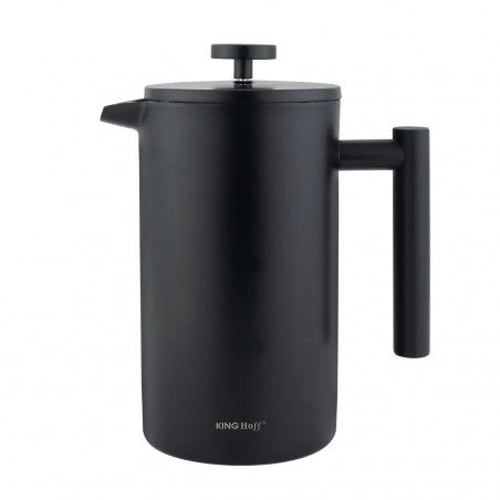 Френска преса за кафе/чай Kinghoff KH 1996, 1 л, Неръждаема стомана, Двойни стени, Черен
