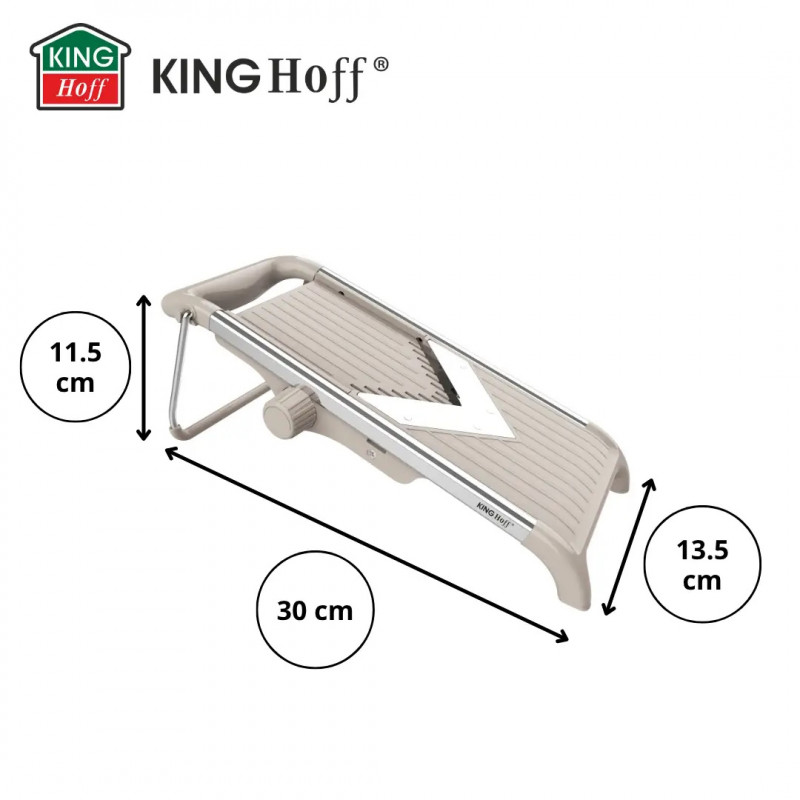 Ренде за зеленчуци Kinghoff KH 2006, Регулируема дебелина, V-образни остриета, Жулиен 5 мм, Бежов/Сив
