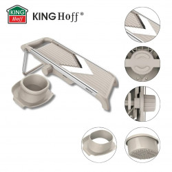 Ренде за зеленчуци Kinghoff KH 2006, Регулируема дебелина, V-образни остриета, Жулиен 5 мм, Бежов/Сив