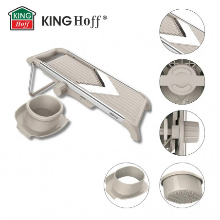 Ренде за зеленчуци Kinghoff KH 2006, Регулируема дебелина, V-образни остриета, Жулиен 5 мм, Бежов/Сив