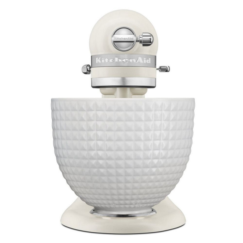 Планетарен миксер KitchenAid Artisan Monochrome White 5KSM156CXEPL, 300W, 4.7 л, Direct drive, 10 скорости, Накланяща се глава, Керамична купа, Порцеланово бял