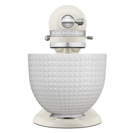 Планетарен миксер KitchenAid Artisan Monochrome White 5KSM156CXEPL, 300W, 4.7 л, Direct drive, 10 скорости, Накланяща се глава, Керамична купа, Порцеланово бял