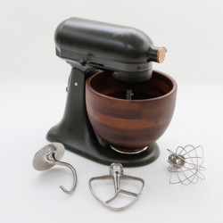 Планетарен миксер KitchenAid Artisan Evergreen 5KSM180WSEEG, 300W, 4.7 л, Direct drive, 10 скорости, Накланяща се глава, Купа от орехово дърво, Тъмнозелен/кафяв