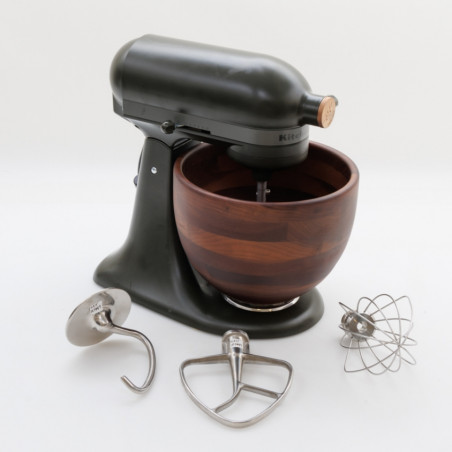 Планетарен миксер KitchenAid Artisan Evergreen 5KSM180WSEEG, 300W, 4.7 л, Direct drive, 10 скорости, Накланяща се глава, Купа от орехово дърво, Тъмнозелен/кафяв