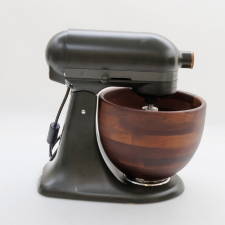 Планетарен миксер KitchenAid Artisan Evergreen 5KSM180WSEEG, 300W, 4.7 л, Direct drive, 10 скорости, Накланяща се глава, Купа от орехово дърво, Тъмнозелен/кафяв