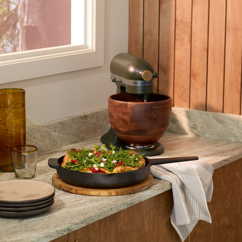 Планетарен миксер KitchenAid Artisan Evergreen 5KSM180WSEEG, 300W, 4.7 л, Direct drive, 10 скорости, Накланяща се глава, Купа от орехово дърво, Тъмнозелен/кафяв