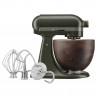 Планетарен миксер KitchenAid Artisan Evergreen 5KSM180WSEEG, 300W, 4.7 л, Direct drive, 10 скорости, Накланяща се глава, Купа от орехово дърво, Тъмнозелен/кафяв