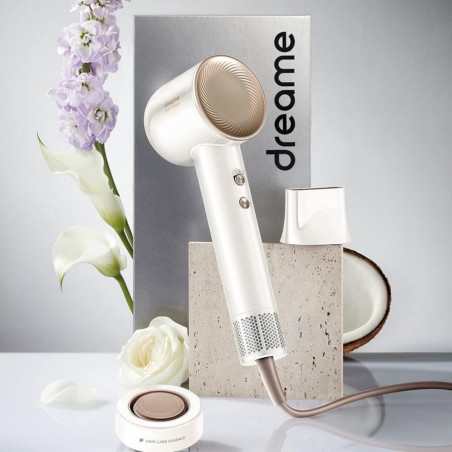 Сешоар Dreame Glory, 1400W, 110000 об/мин, 4 темп, 2 скорости, 57°C, Йонизация, NTC термосензор, LED индикатори, Бял