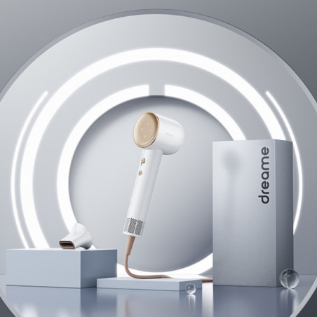 Сешоар Dreame Glory, 1400W, 110000 об/мин, 4 темп, 2 скорости, 57°C, Йонизация, NTC термосензор, LED индикатори, Бял
