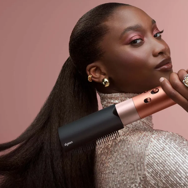 Маша за коса Dyson 123682-01 HS08 Airwrap i.d.™ Straight + Wavy T1/T2 AmSi/PkCp, 1300W, 13.5 l/s, Автоматизирано къдрене, Йонизиране, 3 скорости, 3 температури, Bluetooth, Аметистово сребрист/розов меден