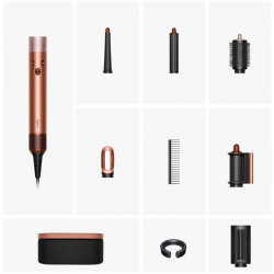 Маша за коса Dyson 123682-01 HS08 Airwrap i.d.™ Straight + Wavy T1/T2 AmSi/PkCp, 1300W, 13.5 l/s, Автоматизирано къдрене, Йонизиране, 3 скорости, 3 температури, Bluetooth, Аметистово сребрист/розов меден