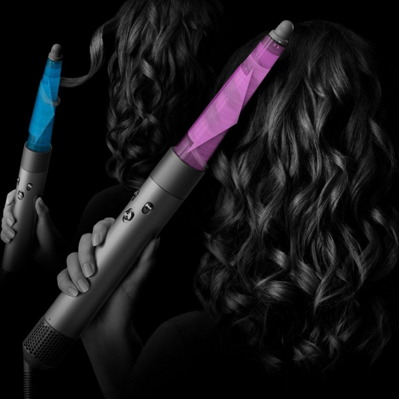 Маша за коса Dyson 123682-01 HS08 Airwrap i.d.™ Straight + Wavy T1/T2 AmSi/PkCp, 1300W, 13.5 l/s, Автоматизирано къдрене, Йонизиране, 3 скорости, 3 температури, Bluetooth, Аметистово сребрист/розов меден